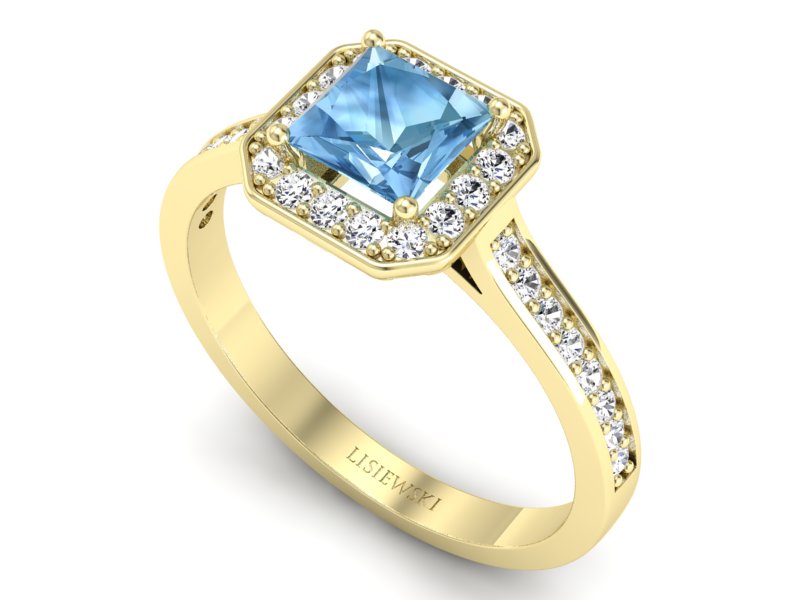 Złoty pierścionek z topazem i brylantami - p16480ztp — zdjęcie 3