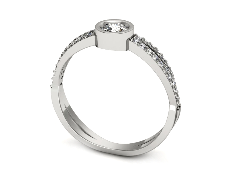 Złoty pierścionek z brylantami białe złoto - p16482b — zdjęcie 3