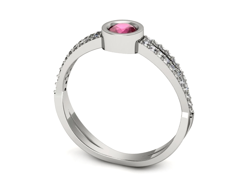 Pierścionek z rubinem i brylantami białe złoto - p16482br — zdjęcie 3