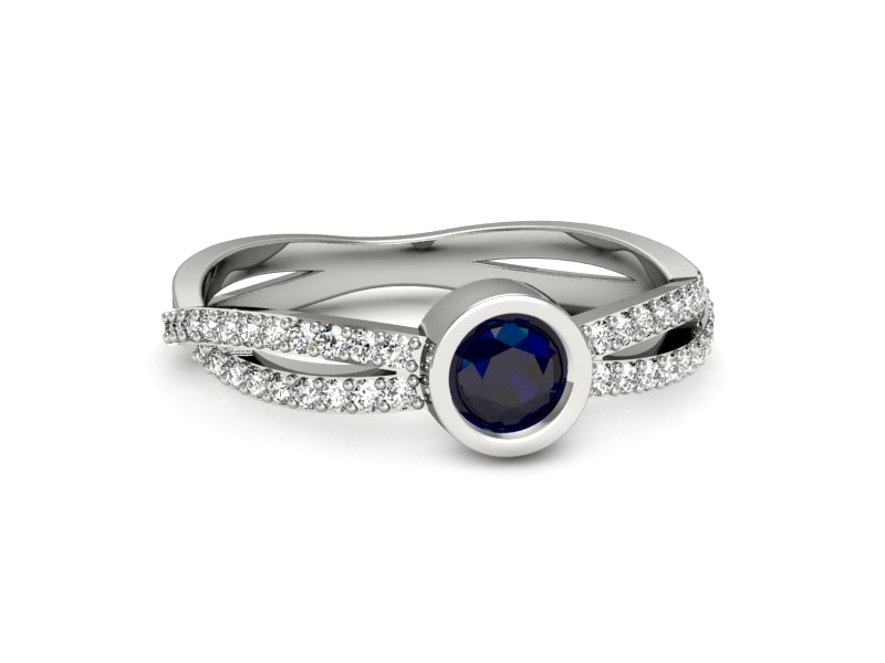 Pierścionek z szafirem i brylantami białe złoto - p16482bsz — zdjęcie 2