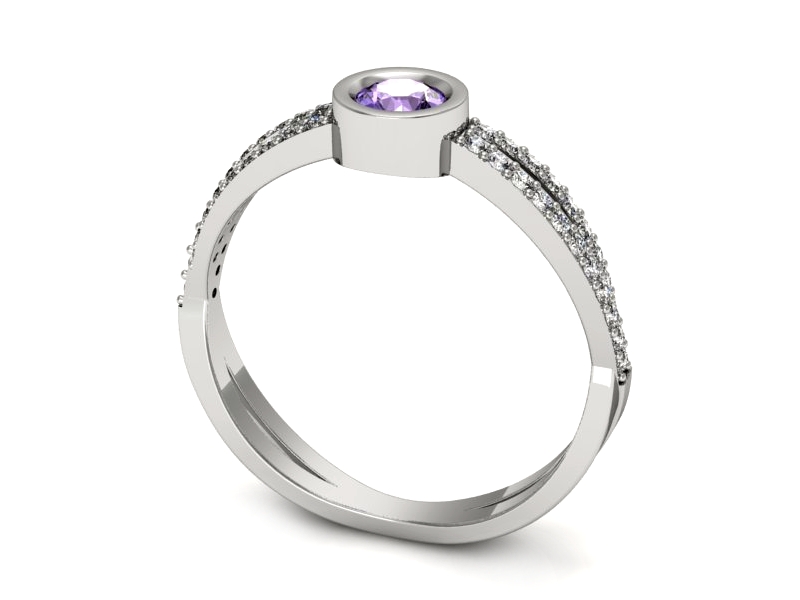 Pierścionek z tanzanitem białe złoto i brylantami - p16482bt — zdjęcie 3