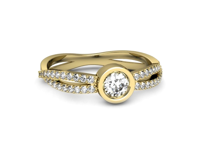 Złoty pierścionek z brylantami żółte złoto - p16482z — zdjęcie 2