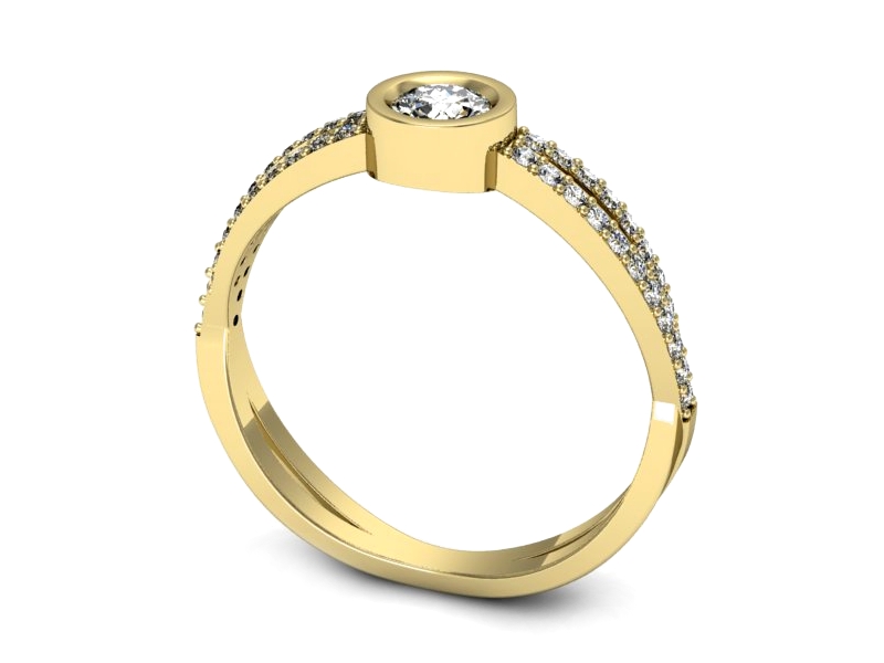 Złoty pierścionek z brylantami żółte złoto - p16482z — zdjęcie 3