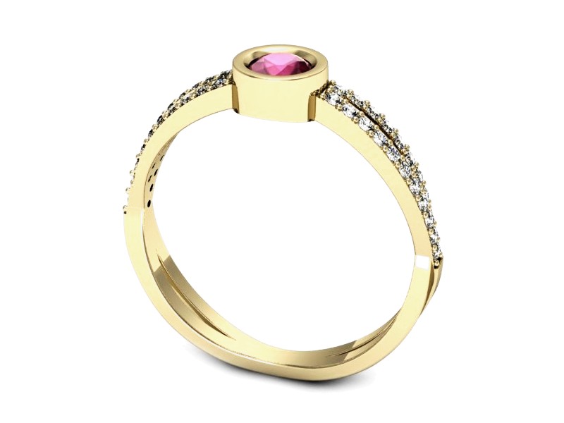 Pierścionek z rubinem i brylantami - p16482zr — zdjęcie 3