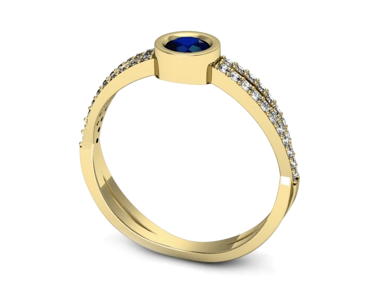 Złoty pierścionek z szafirem i brylantami - p16482zsz — zdjęcie 3