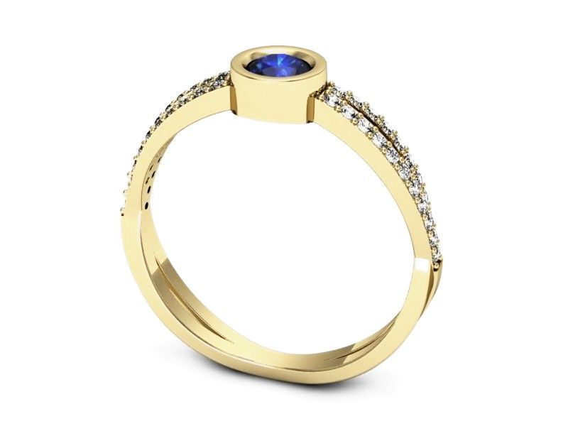 Złoty pierścionek z szafirem i diamentami - p16482zszc - 3