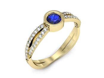 Złoty pierścionek z szafirem i diamentami - p16482zszc - 1