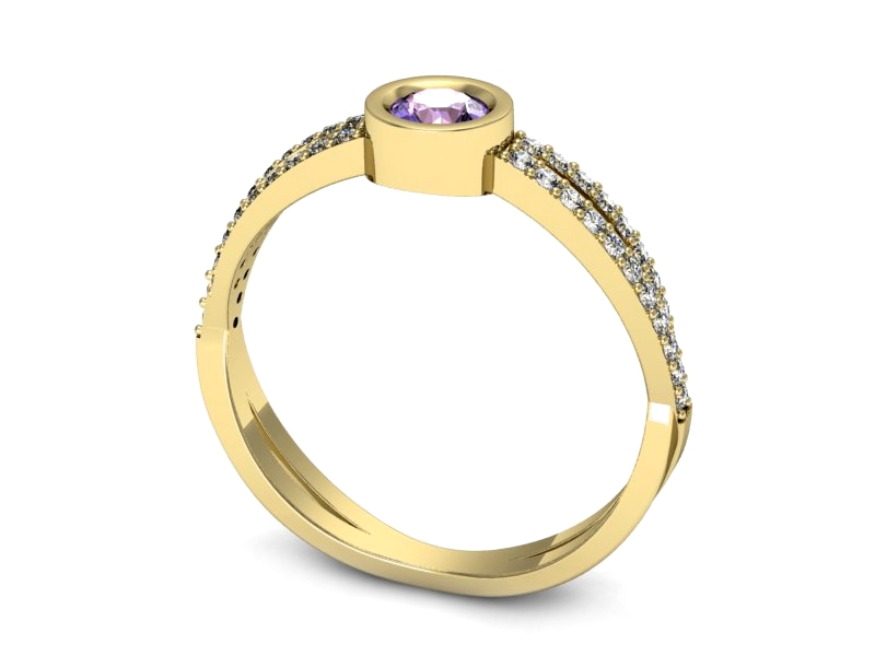 Pierścionek z tanzanitem i brylantami żółte złoto - p16482zt — zdjęcie 3