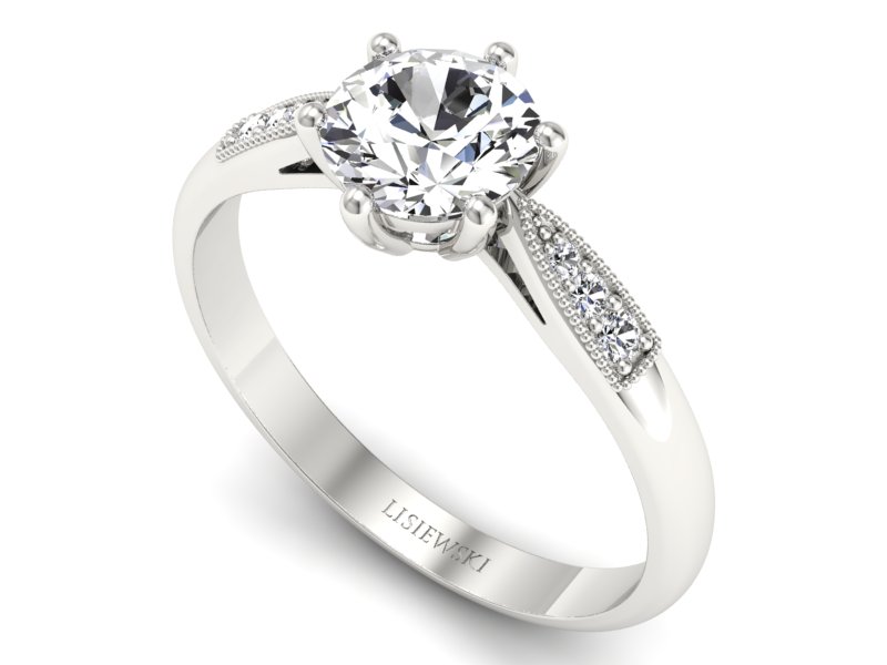 Złoty pierścionek z cyrkoniami białe złoto - p16484b — zdjęcie 3