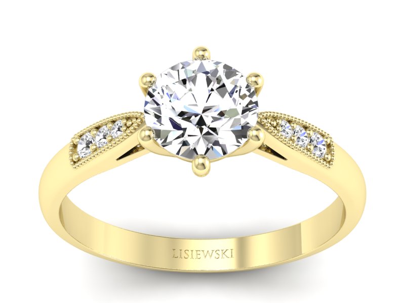 Złoty pierścionek z cyrkoniami żółte złoto - p16484z