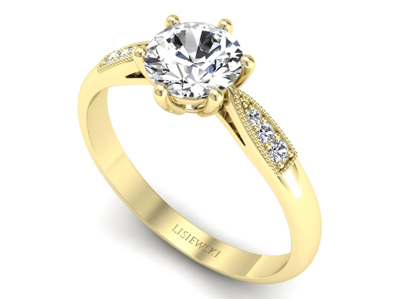 Złoty pierścionek z cyrkoniami żółte złoto - p16484z — zdjęcie 3