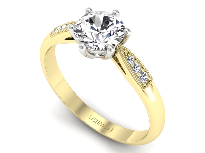 Pierścionek żółte i białe złoto z cyrkoniami - p16484zb — zdjęcie 3