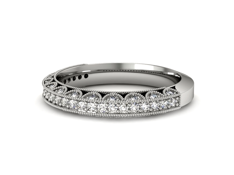 Pierścionek obrączka z brylantami białe złoto - p16485b — zdjęcie 3