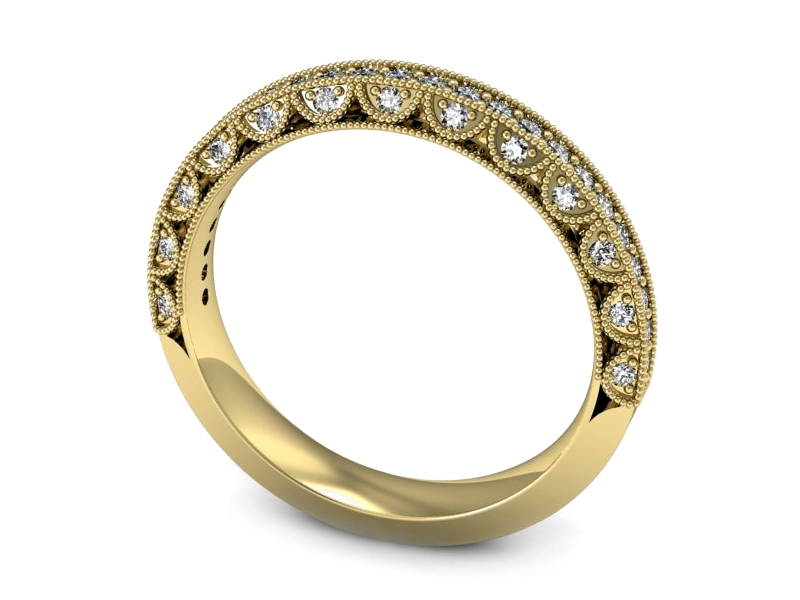 Obrączka z brylantami żółte złoto - p16485z — zdjęcie 2