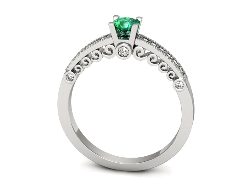 Złoty pierścionek ze szmaragdem i brylantami - p16486bsm — zdjęcie 3