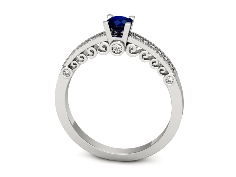 Pierścionek z szafirem i brylantami białe złoto - p16486bsz — zdjęcie 3