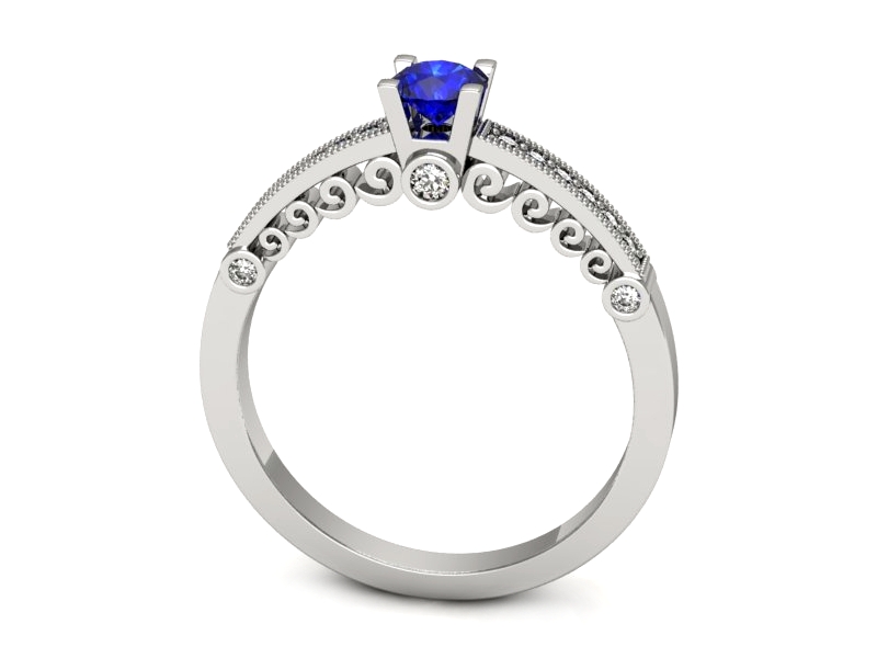 Pierścionek z szafirem i brylantami białe złoto - p16486bszc — zdjęcie 3