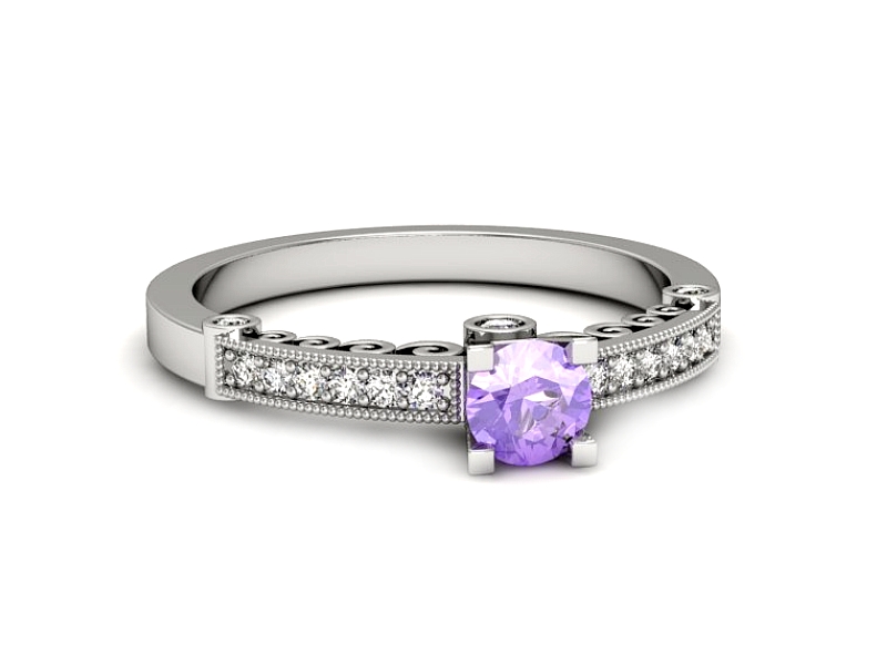 Złoty pierścionek z tanzanitem i brylantami - p16486bt — zdjęcie 2