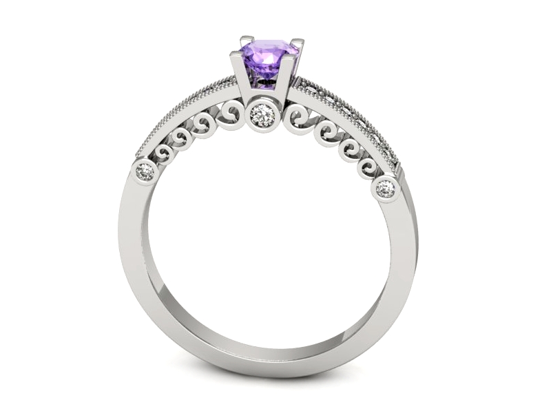 Złoty pierścionek z tanzanitem i brylantami - p16486bt — zdjęcie 3