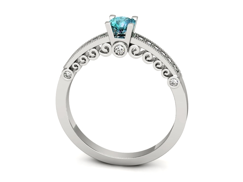 Pierścionek z topazem i brylantami białe złoto - p16486btp — zdjęcie 3