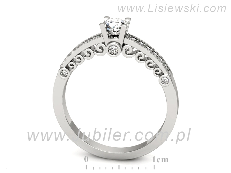 Złoty pierścionek z brylantami białe złoto - p16486bV — zdjęcie 3