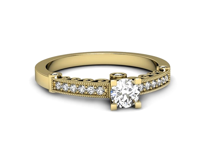 Złoty pierścionek z brylantami żółte złoto - p16486z — zdjęcie 2