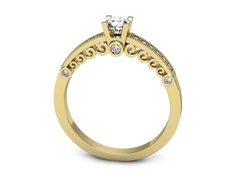 Złoty pierścionek z brylantami żółte złoto - p16486z — zdjęcie 3