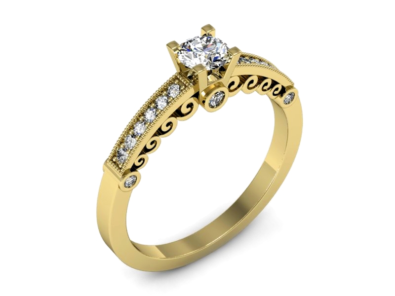 Złoty pierścionek z brylantami żółte złoto - p16486zP