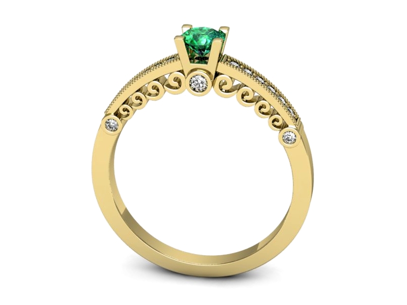 Złoty pierścionek ze szmaragdem i brylantami - p16486zsm — zdjęcie 3