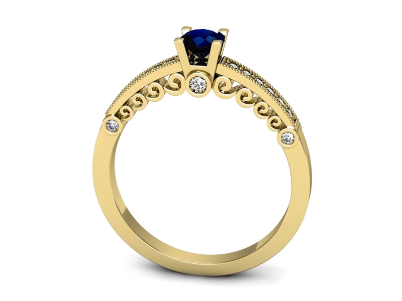 Złoty pierścionek z szafirem i brylantami - p16486zsz — zdjęcie 3