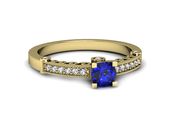 Złoty pierścionek z szafirem i diamentami - p16486zszc - 2