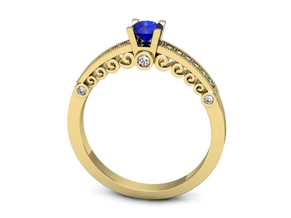 Złoty pierścionek z szafirem i diamentami - p16486zszc