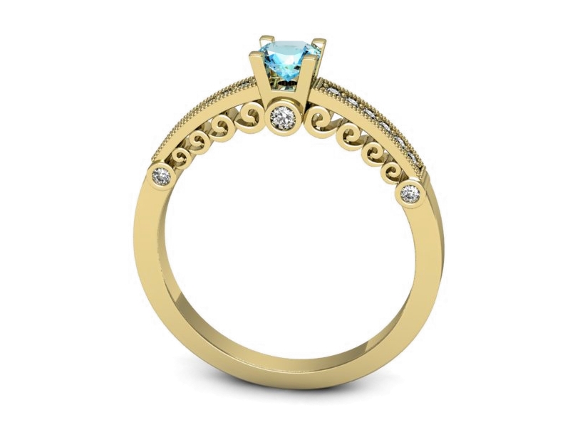 Złoty pierścionek z topazem i brylantami - p16486ztp — zdjęcie 3