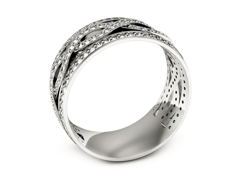Obrączka ślubna z brylantami białe złoto - p16488b — zdjęcie 3