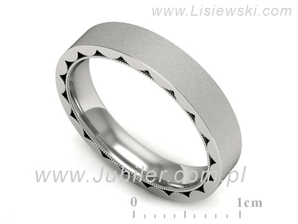 Obrączka pierścionek białe złoto próba 585 - p16490bms- 1
