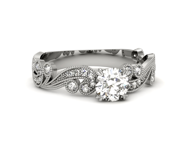 Złoty pierścionek z brylantami białe złoto - p16491b — zdjęcie 2