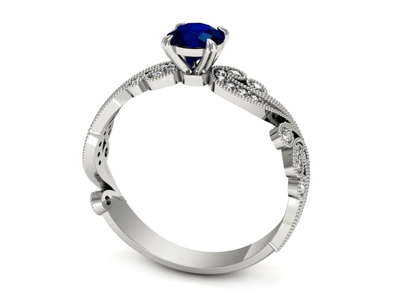 Pierścionek z szafirem i brylantami białe złoto - p16491bsz — zdjęcie 3