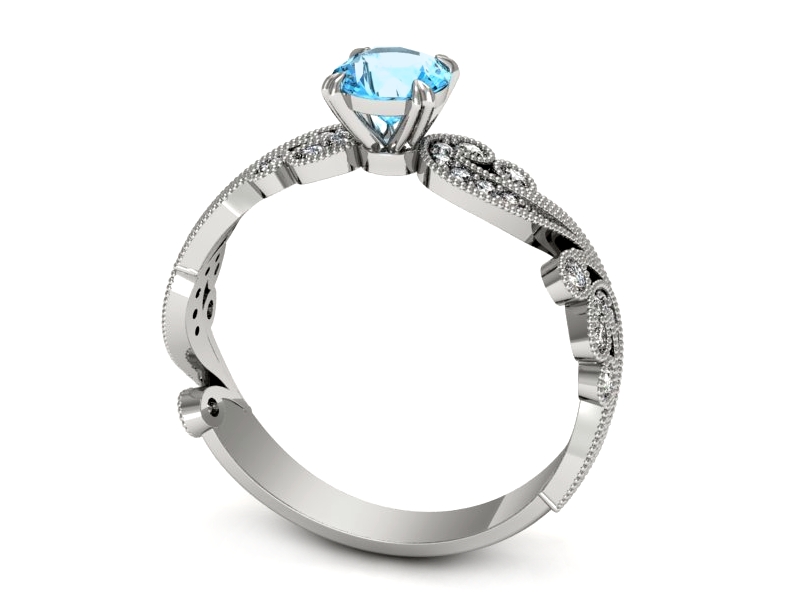 Pierścionek z topazem i brylantami białe złoto - p16491btp — zdjęcie 3