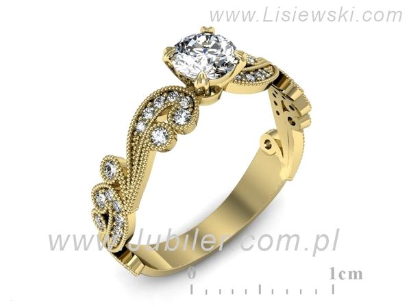 Złoty Pierścionek z brylantami złoto próby 585 żółte złoto - p16491z- 1