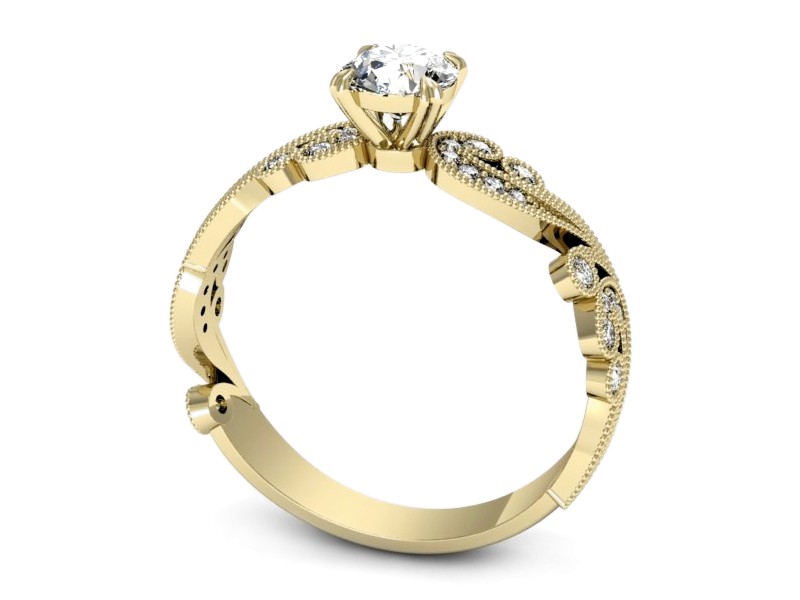 Złoty pierścionek z brylantami żółte złoto - p16491z — zdjęcie 3