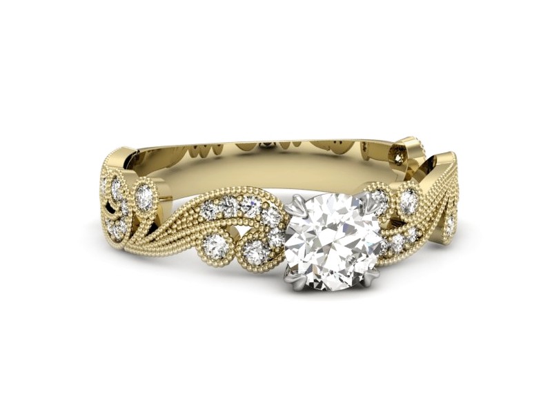 Pierścionek z diamentami żółte i białe złoto - p16491zb — zdjęcie 2