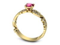 Złoty pierścionek z rubinem i brylantami złoto proba 585 - p16491zr- 3