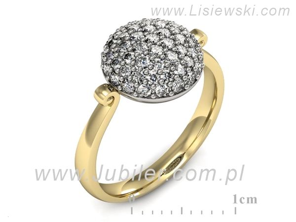 Pierścionek z diamentami żółte i białe złoto próba 585 - p16492zb- 1