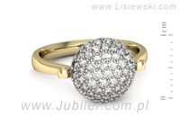 Pierścionek z diamentami żółte i białe złoto próba 585 - p16492zb- 2