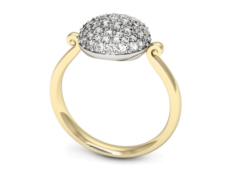 Pierścionek z diamentami żółte i białe złoto - p16492zb — zdjęcie 3