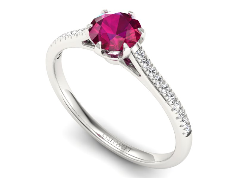 Pierścionek z rubinem i brylantami białe złoto - p16493br — zdjęcie 3