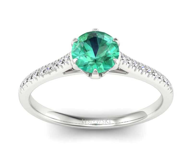 Złoty pierścionek ze szmaragdem i brylantami - p16493bsm