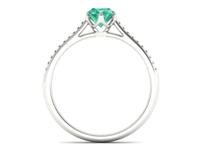 Złoty pierścionek ze szmaragdem i brylantami - p16493bsm — zdjęcie 2