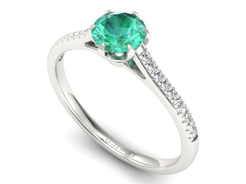 Złoty pierścionek ze szmaragdem i brylantami - p16493bsm — zdjęcie 3