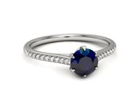Pierścionek z szafirem i brylantami z białego złota 585 - p16493bsz- 2